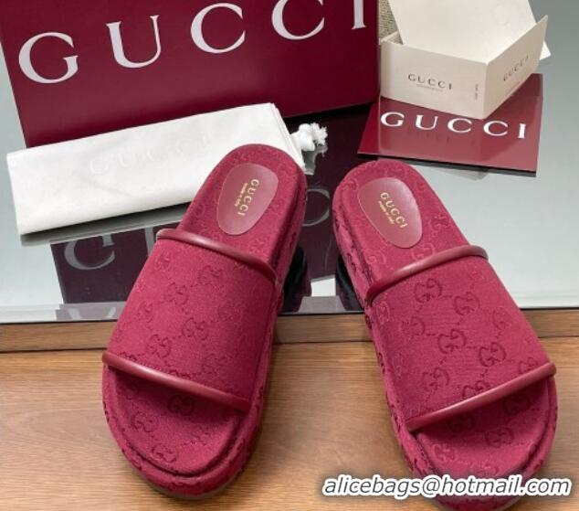 Stylish Gucci Original GG Canvas Platform Slides Sandal Red 2025 816797