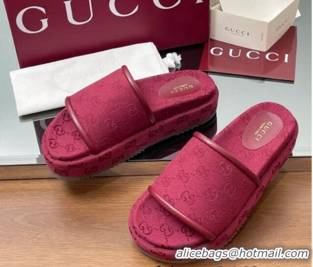 Stylish Gucci Original GG Canvas Platform Slides Sandal Red 2025 816797