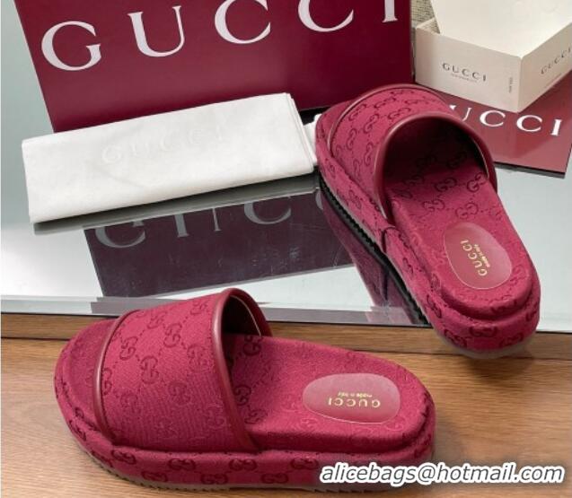 Stylish Gucci Original GG Canvas Platform Slides Sandal Red 2025 816797