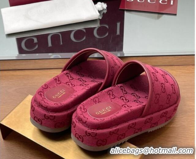 Stylish Gucci Original GG Canvas Platform Slides Sandal Red 2025 816797