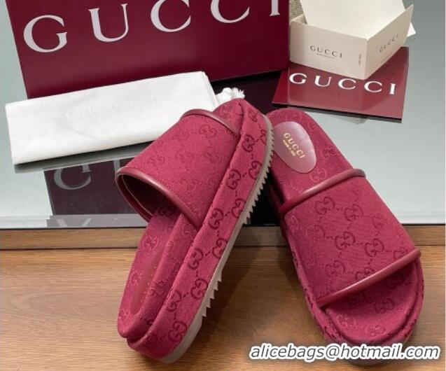 Stylish Gucci Original GG Canvas Platform Slides Sandal Red 2025 816797