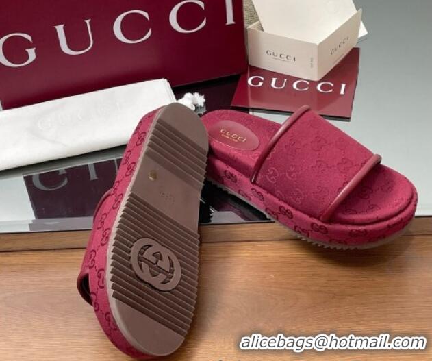 Stylish Gucci Original GG Canvas Platform Slides Sandal Red 2025 816797