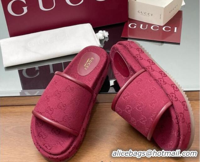 Stylish Gucci Original GG Canvas Platform Slides Sandal Red 2025 816797