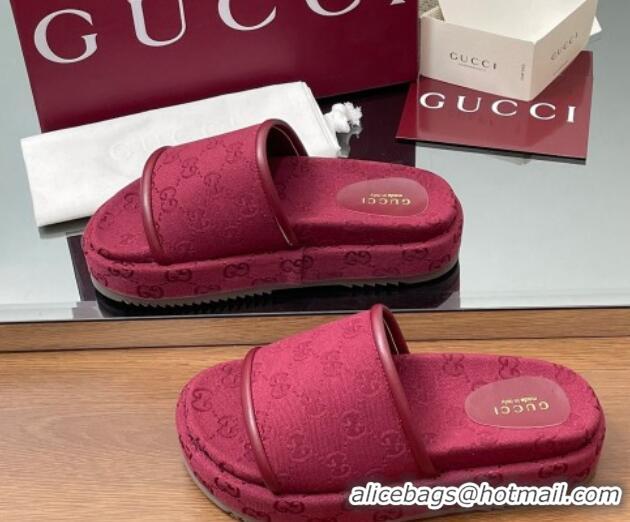 Stylish Gucci Original GG Canvas Platform Slides Sandal Red 2025 816797