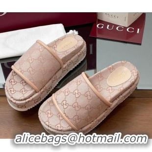 Purchase Gucci Original GG Canvas Platform Slides Sandal Light Pink 2025 816797