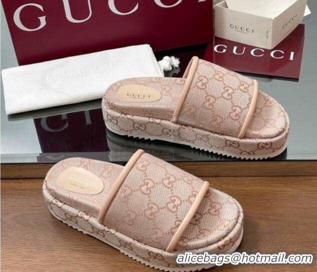Purchase Gucci Original GG Canvas Platform Slides Sandal Light Pink 2025 816797