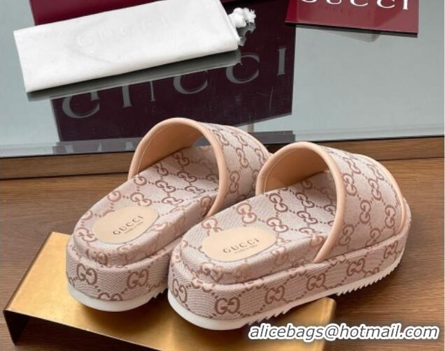 Purchase Gucci Original GG Canvas Platform Slides Sandal Light Pink 2025 816797