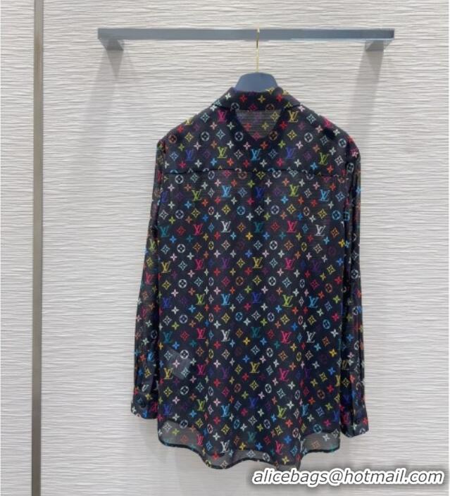 Hot Style Cheap Louis Vuitton Shirt L0410 Black/Multicolored 2025