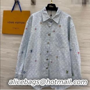 Modern Classic Louis Vuitton Monogram Shirt with Strass 042903 Blue 2025