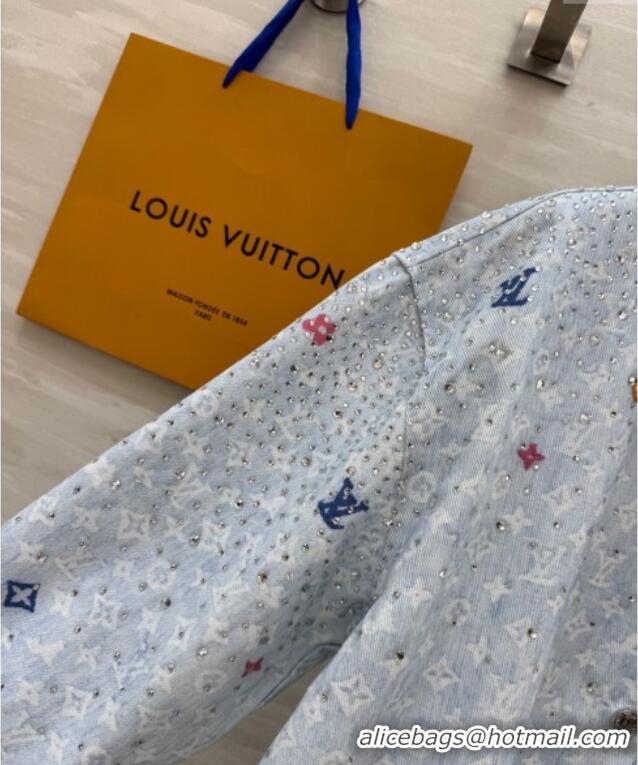Modern Classic Louis Vuitton Monogram Shirt with Strass 042903 Blue 2025