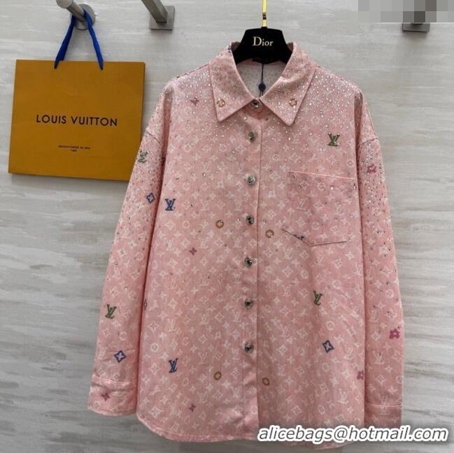Modern Cheap Louis Vuitton Monogram Shirt with Strass 042903 Pink 2025