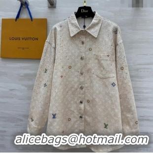 Grade Quality Louis Vuitton Monogram Shirt with Strass 042903 Beige 2025