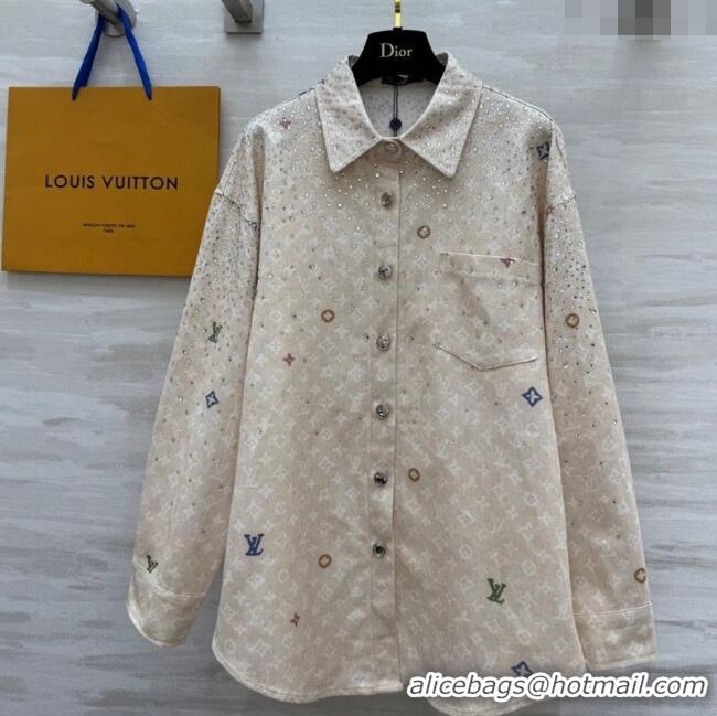 Grade Quality Louis Vuitton Monogram Shirt with Strass 042903 Beige 2025