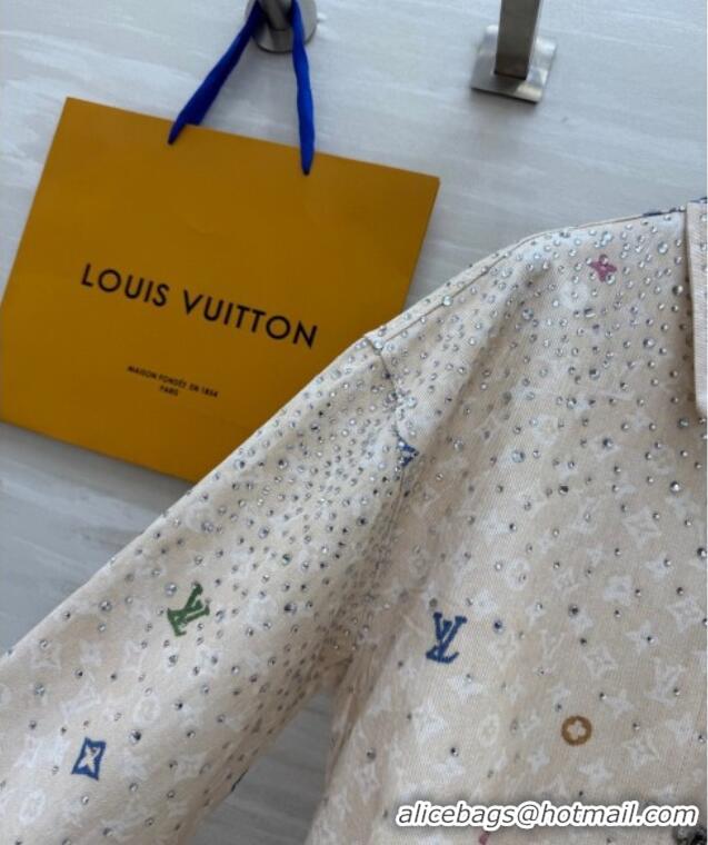 Grade Quality Louis Vuitton Monogram Shirt with Strass 042903 Beige 2025