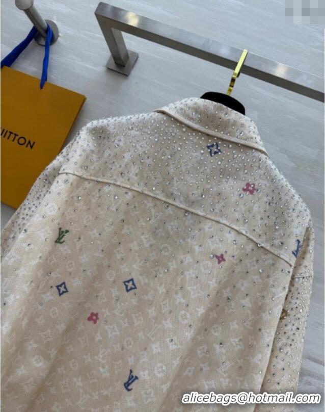Grade Quality Louis Vuitton Monogram Shirt with Strass 042903 Beige 2025