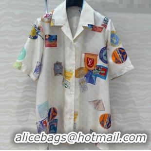 Buy Inexpensive Louis Vuitton Printed Silk Shirt 042978 White 2025
