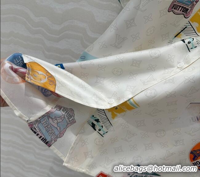 Buy Inexpensive Louis Vuitton Printed Silk Shirt 042978 White 2025