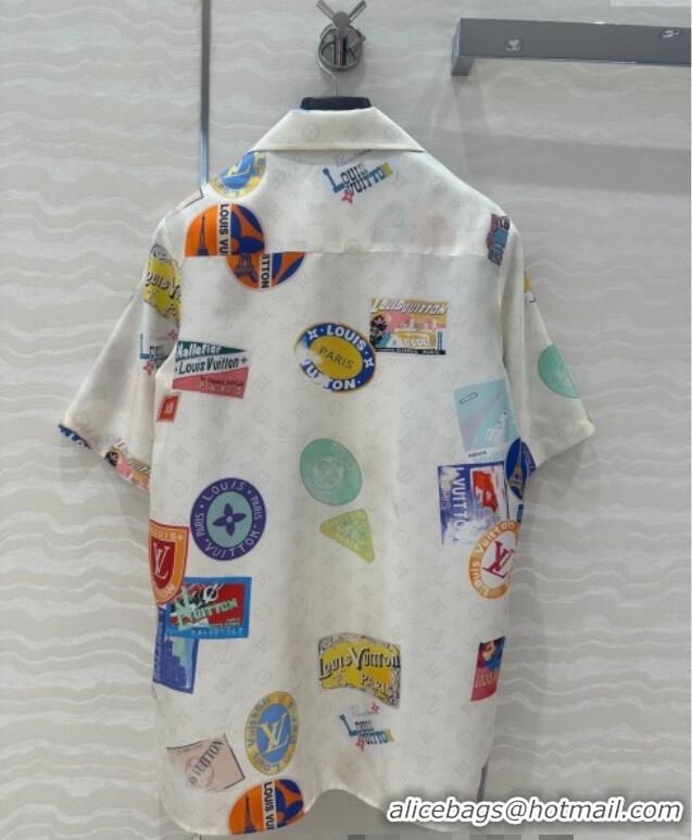 Buy Inexpensive Louis Vuitton Printed Silk Shirt 042978 White 2025