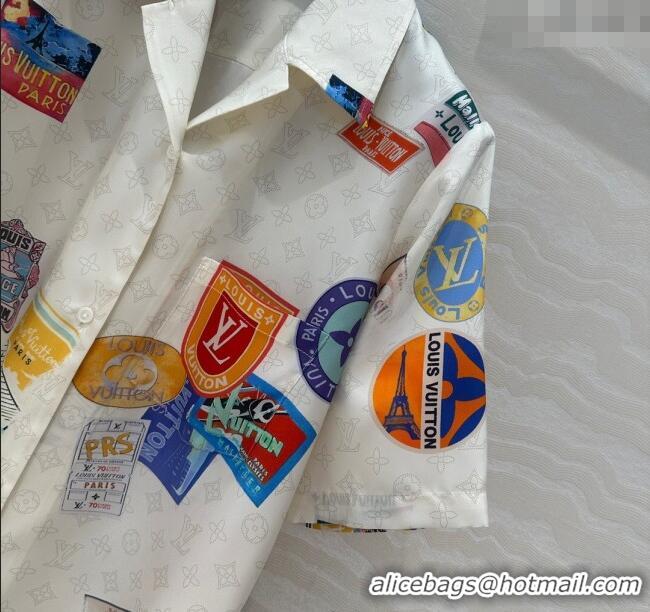 Buy Inexpensive Louis Vuitton Printed Silk Shirt 042978 White 2025