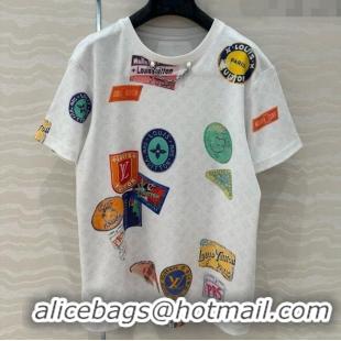 Luxury Cheap Louis Vuitton Mahina Patch Print T-Shirt 1AHITR White 2025