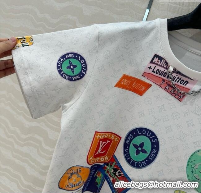 Luxury Cheap Louis Vuitton Mahina Patch Print T-Shirt 1AHITR White 2025