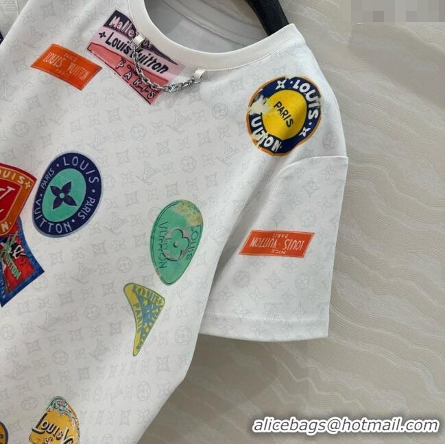 Luxury Cheap Louis Vuitton Mahina Patch Print T-Shirt 1AHITR White 2025