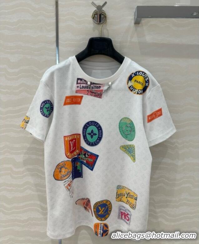 Luxury Cheap Louis Vuitton Mahina Patch Print T-Shirt 1AHITR White 2025