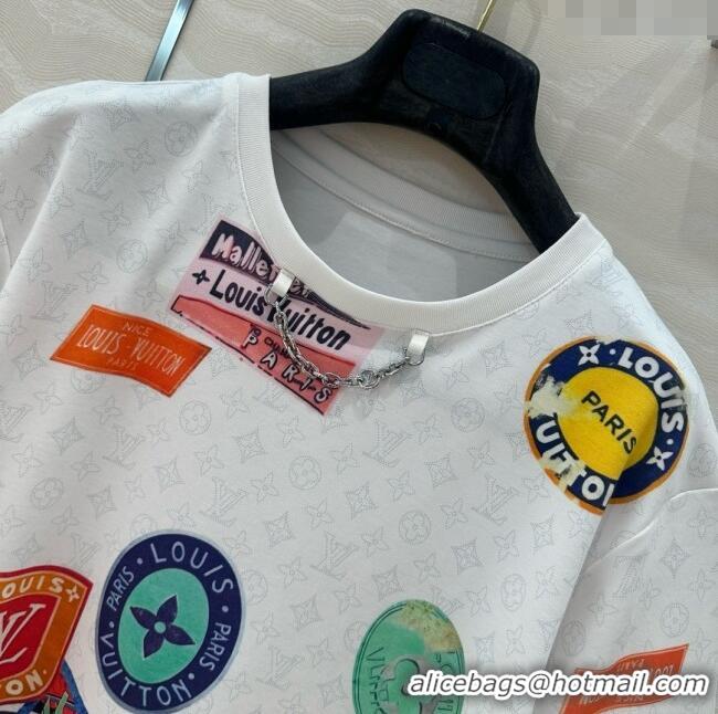 Luxury Cheap Louis Vuitton Mahina Patch Print T-Shirt 1AHITR White 2025