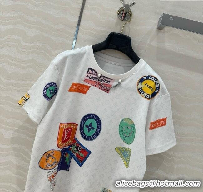 Luxury Cheap Louis Vuitton Mahina Patch Print T-Shirt 1AHITR White 2025