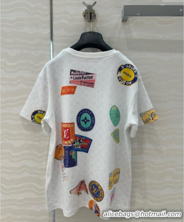 Luxury Cheap Louis Vuitton Mahina Patch Print T-Shirt 1AHITR White 2025