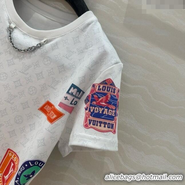 Traditional Specials Louis Vuitton Mahina Patch Print Crop Top T-shirt 1AHITK White 2025