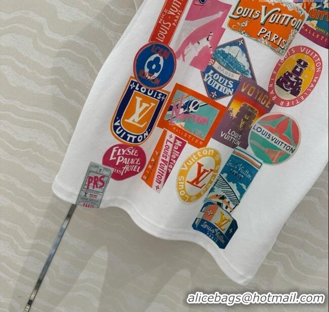 Lowest Cost Louis Vuitton Travel Patch Print T-shirt 1AHISL White 2025