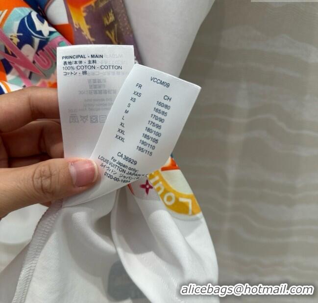 Lowest Cost Louis Vuitton Travel Patch Print T-shirt 1AHISL White 2025