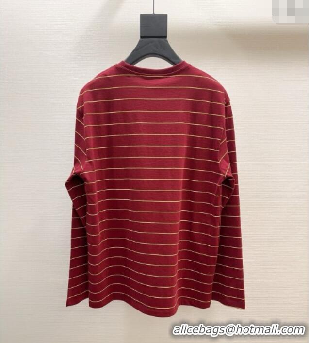 Buy Discount Miu Miu Striped Cotton Long Sleeve Top M1025 Deep Red 2025