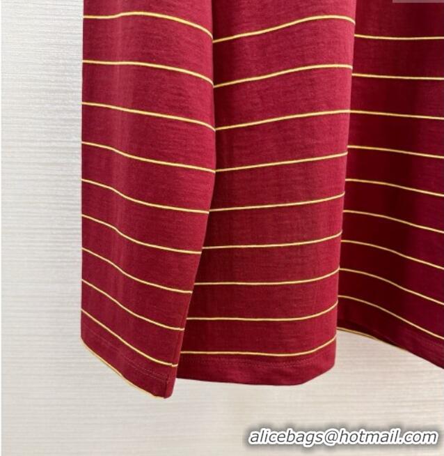 Buy Discount Miu Miu Striped Cotton Long Sleeve Top M1025 Deep Red 2025