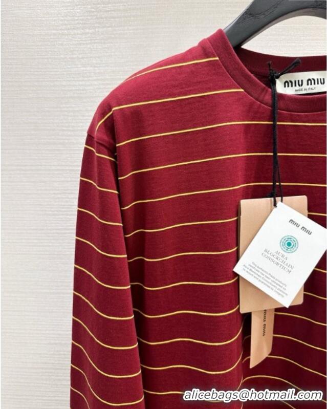 Buy Discount Miu Miu Striped Cotton Long Sleeve Top M1025 Deep Red 2025