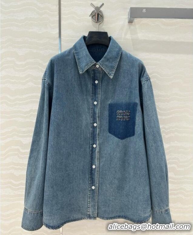 New Release Creation Miu Miu Denim Shirt M041033 Blue 2025