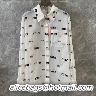 Market Sells Miu Miu Logo Allover Shirt M0410 White 2025