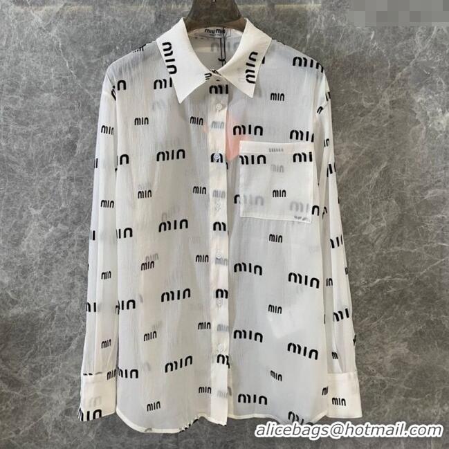 Market Sells Miu Miu Logo Allover Shirt M0410 White 2025