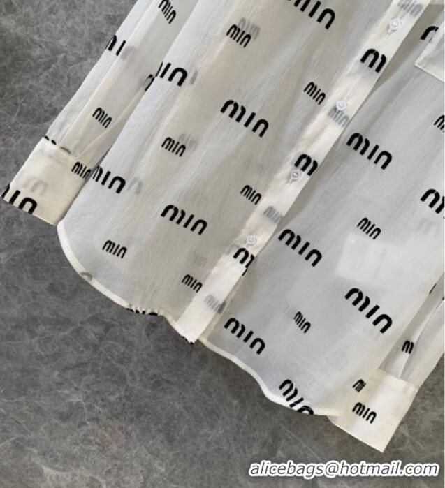 Market Sells Miu Miu Logo Allover Shirt M0410 White 2025
