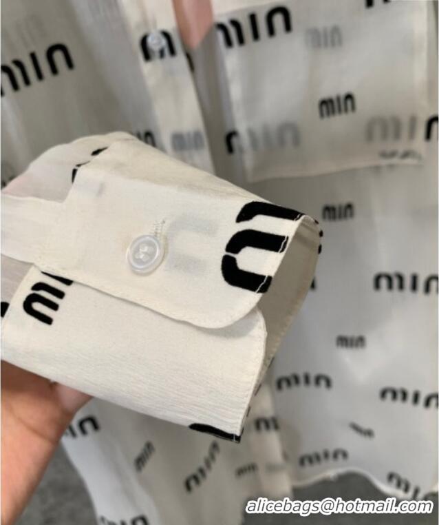 Market Sells Miu Miu Logo Allover Shirt M0410 White 2025