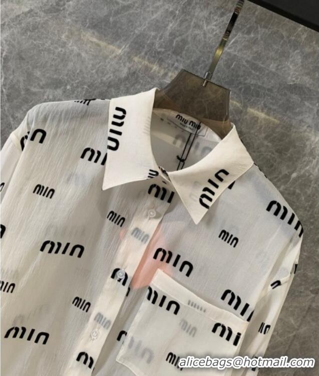 Market Sells Miu Miu Logo Allover Shirt M0410 White 2025