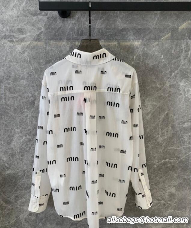 Market Sells Miu Miu Logo Allover Shirt M0410 White 2025