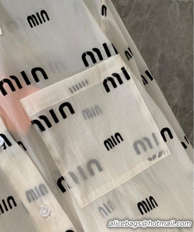 Market Sells Miu Miu Logo Allover Shirt M0410 White 2025