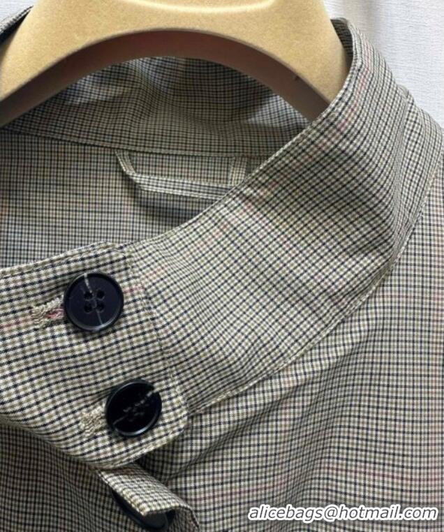 Top Quality Miu Miu Wool Blend Check Jacket M0410 Khaki 2025