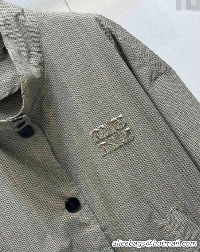 Top Quality Miu Miu Wool Blend Check Jacket M0410 Khaki 2025