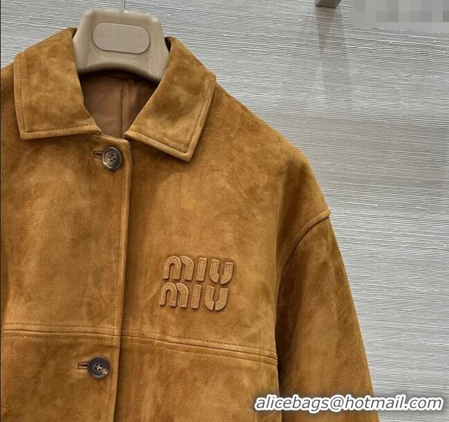 Market Sells Miu Miu Suede Lambskin Coat M0410 Khaki 2025