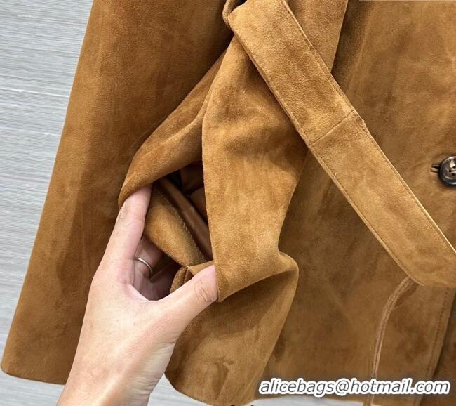Market Sells Miu Miu Suede Lambskin Coat M0410 Khaki 2025