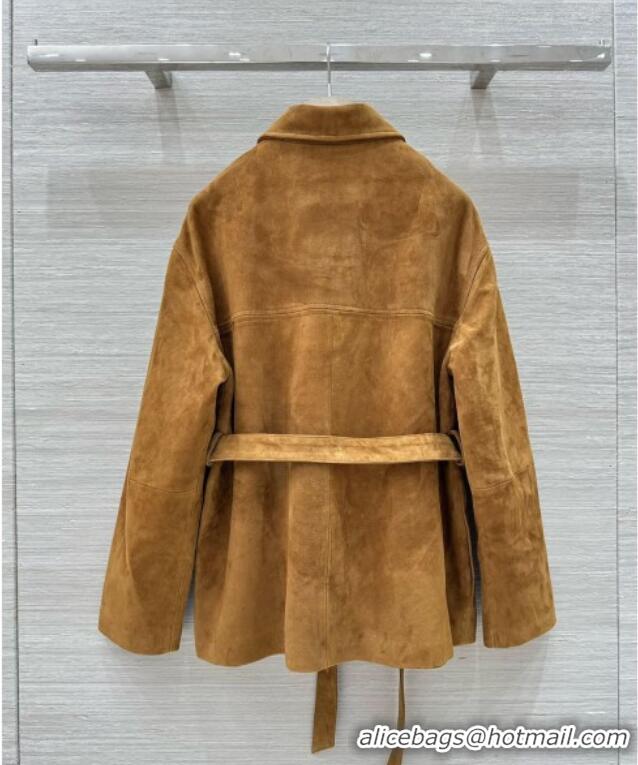 Market Sells Miu Miu Suede Lambskin Coat M0410 Khaki 2025