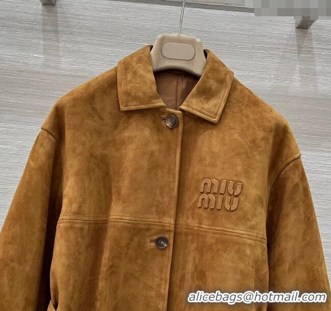Market Sells Miu Miu Suede Lambskin Coat M0410 Khaki 2025